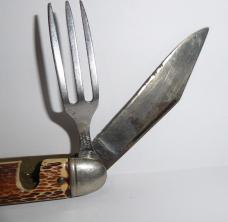 Vintage Colonial Camp/ Hobo Knife w/ Fork & Spoon 1960's