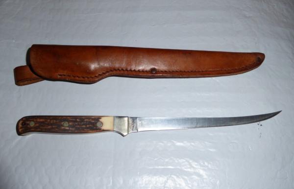 Schrade + USA 167 Staglon Uncle Henry Steelhead Fillet Knife & Sheath