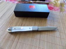 Cobra Tec Knives, Hidden Release auto Trapper Knife-White Abalone Handles With Box