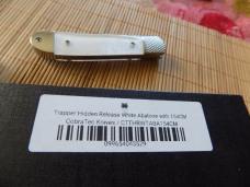 Cobra Tec Knives, Hidden Release auto Trapper Knife-White Abalone Handles With Box