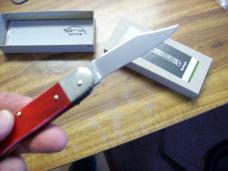 Hubertus Knife Solingen, Germany Small 08 Rare Red Smooth Bone 5 3/4 " Open Lilyput NIB