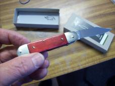 Hubertus Knife Solingen, Germany Small 08 Rare Red Smooth Bone 5 3/4 " Open Lilyput NIB