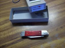 Hubertus Knife Solingen, Germany Small 08 Rare Red Smooth Bone 5 3/4 " Open Lilyput NIB