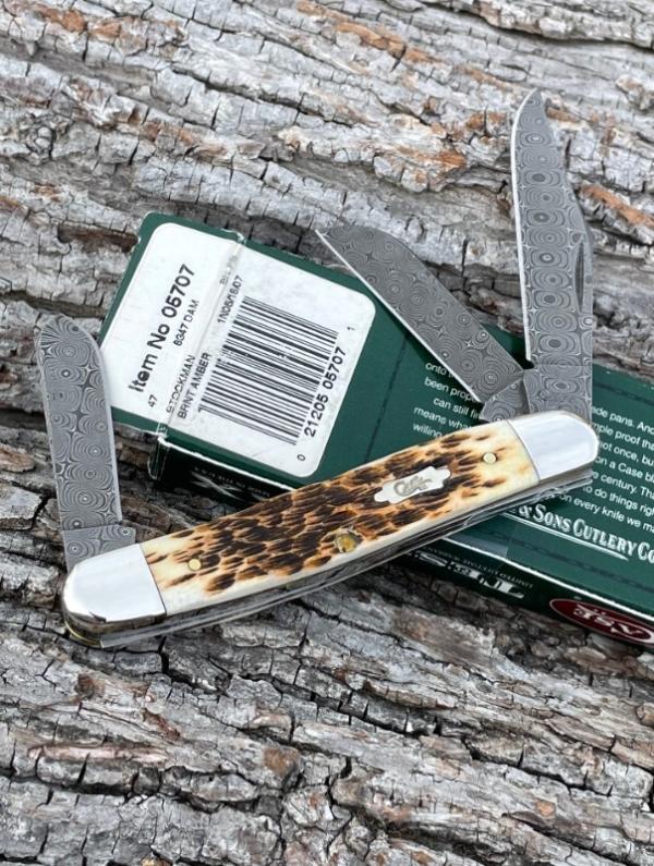 CASE XX ** 2007 RAINDROP DAMASCUS BURNT AMBER 47 STOCKMAN CASE XX ** 2007 RAINDROP DAMASCUS BURNT AMBER 47 STOCKMAN