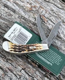 CASE XX ** 2007 RAINDROP DAMASCUS BURNT AMBER SMALL SADDLEHORN