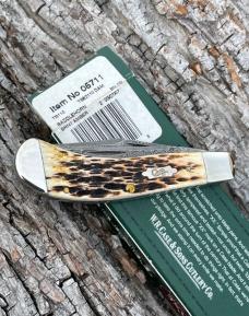 CASE XX ** 2007 RAINDROP DAMASCUS BURNT AMBER SMALL SADDLEHORN
