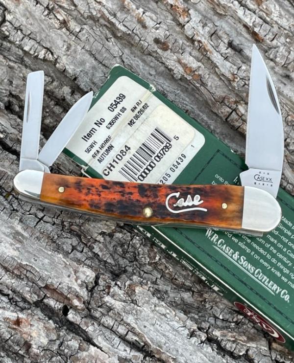 CASE XX ** 2002 AUTUMN JIGGED BONE SILVER SCRIPT SEAHORSE WHITTLER