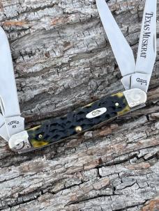 CASE XX ** SFO SCROLLED & NUMBERED GREEN BONE 4 BLADE TEXAS MUSKRAT