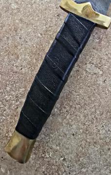 Damascus Egyptian Kopesh sword. Leather wrapped handle. Solid BRASS pommel and guard 
