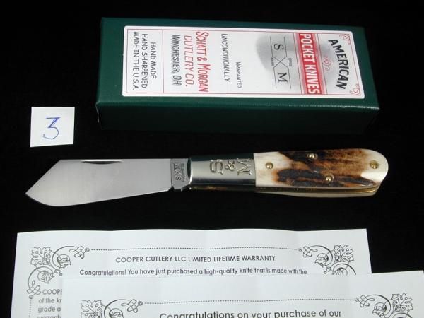 Schatt & Morgan Genuine Stag Cotton Barlow Knife by Cooper Cutlery Rare 69CB-S Made in USA Schatt & Morgan Genuine Stag Cotton Barlow Knife by Cooper Cutlery Rare 69CB-S Made in USA