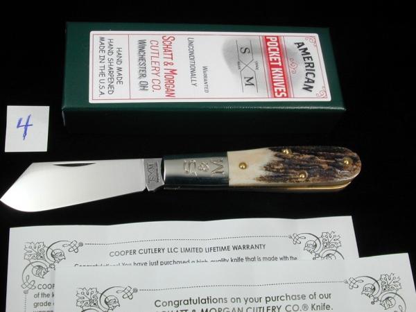 Schatt & Morgan Genuine Stag Cotton Barlow Knife by Cooper Cutlery Rare 69CB-S Made in USA