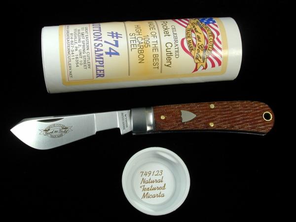 Great Eastern Cutlery GEC Natural Textured Micarta Cotton Sampler Knife 749123 NIT Made in USA Great Eastern Cutlery GEC Natural Textured Micarta Cotton Sampler Knife 749123 NIT Made in USA