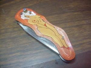 Russian RPK Topless girl knife red panties