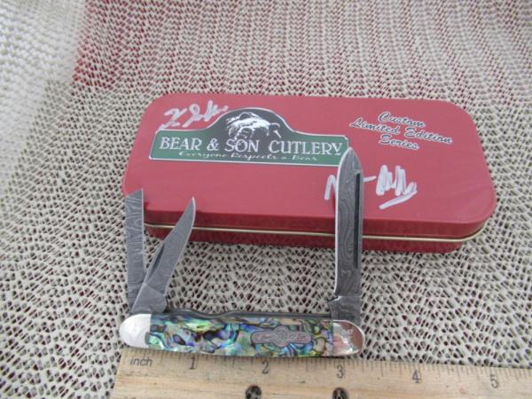 Bear & Son Equal End Abalone, Whittler, Damacus #47 of 250