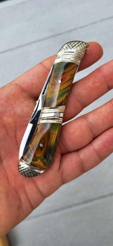 3 3/4" Custom Made Cigar Band Pocket Knife, Rare Pattern! 3 3/4" Custom Made Cigar Band Pocket Knife, Rare Pattern!