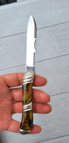 3 3/4" Custom Made Cigar Band Pocket Knife, Rare Pattern!