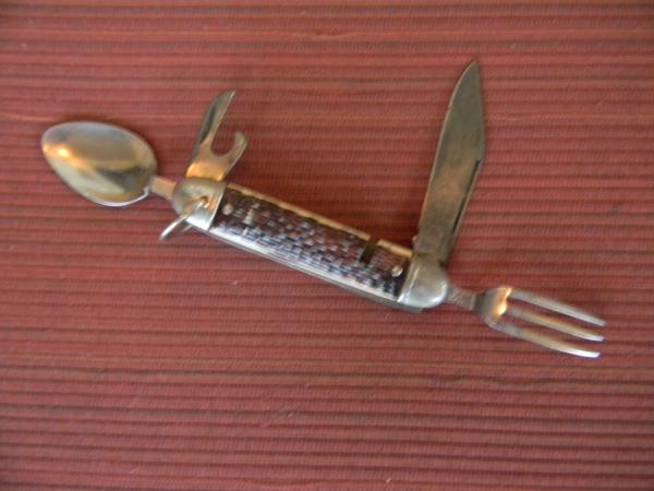 Vintage Colonial Camp/ Hobo Knife w/ Fork & Spoon 1960's