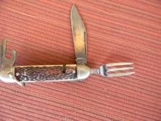 Vintage Colonial Camp/ Hobo Knife w/ Fork & Spoon 1960's