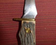 Vintage Imperial Prov. R.I. USA Fixed Blade Skinner Knife Faux Stag Handles Circa 1956-1978
