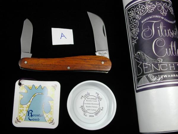 Titusville Cutlery 2024 Cocobolo Rosewood Rooster Comb Shadow Farmer Knife Rare 1 of 70 COA USA Made Titusville Cutlery 2024 Cocobolo Rosewood Rooster Comb Shadow Farmer Knife Rare 1 of 70 COA USA Made