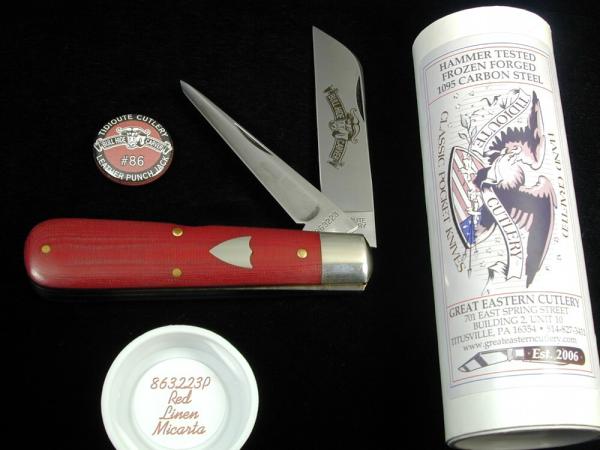 Great Eastern GEC Red Linen Micarta Bull Hide Carver Knife NIT Sheepsfoot 1 of 281 USA 863223P