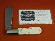 Schatt & Morgan Red Mammoth Ivory Cotton Barlow Knife by Cooper Cutlery Super Rare 69CB-M Made USA