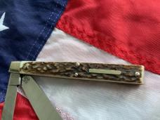 1997 Bulldog Brand HAND MADE 2 Blade Doctor Knife w/ Wide Spatula blade & Sweet Stag Handles