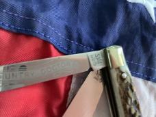 1997 Bulldog Brand HAND MADE 2 Blade Doctor Knife w/ Wide Spatula blade & Sweet Stag Handles