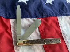 1997 Bulldog Brand HAND MADE 2 Blade Doctor Knife w/ Wide Spatula blade & Sweet Stag Handles