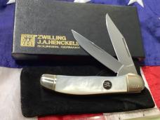J A Henckels Copperhead w/ Rainbow Flashy Mother of Pearl Handles +Pouch, COA & Hard Box -NOS