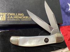 J A Henckels Copperhead w/ Rainbow Flashy Mother of Pearl Handles +Pouch, COA & Hard Box -NOS