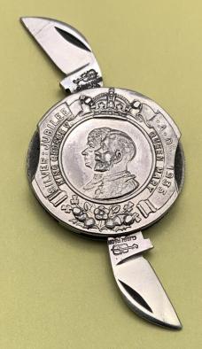 Ibberson King George V. & Queen Mary Silver Jubilee Coin Knife 1935. Made in Sheffield England. 