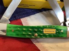 Case xx John Deere Stockman Mdl# 6318 SS w/ John Deere Green Handles & Yellow Shield -NOS
