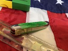 Case xx John Deere Stockman Mdl# 6318 SS w/ John Deere Green Handles & Yellow Shield -NOS