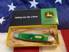 Case xx John Deere Stockman Mdl# 6318 SS w/ John Deere Green Handles & Yellow Shield -NOS