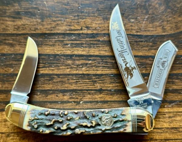 Hen & Rooster Master Cuttin Horse 3-Blade 1994 Crazy Stag