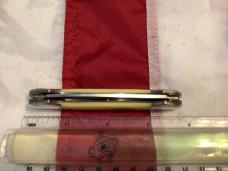 Vintage Ka-Bar Dog Head 2 Blade Canoe Knife w/ Yellow Derlin Handles -Dog Head Shield -NOS & M/NM