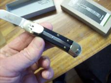 Hubertus Knife Solingen, Germany Small 08 Exotic Black Ebony Wood 5 3/4 " Open Lilyput NIB