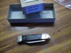 Hubertus Knife Solingen, Germany Small 08 Exotic Black Ebony Wood 5 3/4 " Open Lilyput NIB