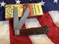 Case xx Case Classic 1992 Large Trapper, mdl# 6223, w/ Brown Bone Handles -NOS +Orig Box