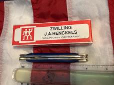 J A Henckels Stockman Pocket Knife with Blue Bone Handles! NOS