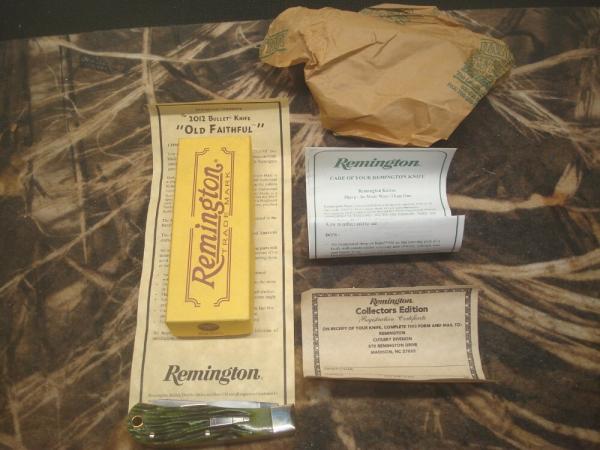 Remington UMC USA R1173 Green Bone 2012 Old Faithful Baby Bullet Knife NIB
