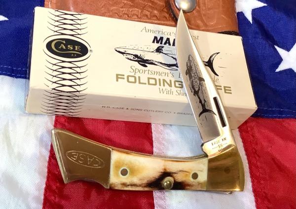 1981 Case xx Mako Shark Folding Hunter w/ Stag Handles (5158 LSSP) +Orig Sheath & Box -NOS 1981 Case xx Mako Shark Folding Hunter w/ Stag Handles (5158 LSSP) +Orig Sheath & Box -NOS