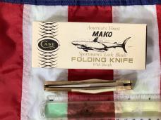 1981 Case xx Mako Shark Folding Hunter w/ Stag Handles (5158 LSSP) +Orig Sheath & Box -NOS