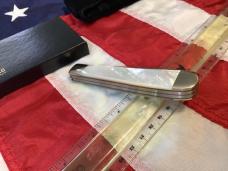 J A Henckels Trapper w/ Flashy Rainbow Mother of Pearl Handles +Pouch, COA & Hard Box -NOS