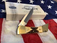 1981 Case xx Hammerhead Shark Folding Hunter w/ Stag Handles (5159 LSSP) +Orig Sheath & Box -NOS