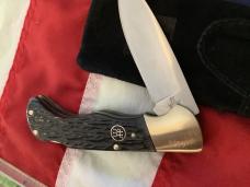 J A Henckels (HK-135-CHFL) Folding Hunter Pocket Knife with Nice Grey Chipped Flint Handles -NOS