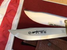 Case xx 2011? Colt, Military M-16 Theme Bowie w/ Black Synthetic Handles & Orig Sheath
