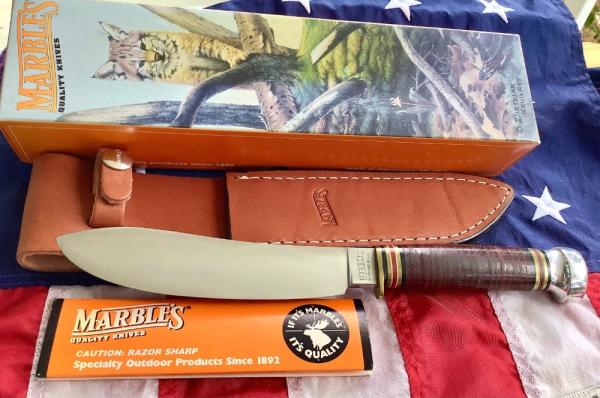 Marbles Gladstone, MI USA -Northwoods Big Game Skinner W/ leather wrap handle & aluminum pomel Marbles Gladstone, MI USA -Northwoods Big Game Skinner W/ leather wrap handle & aluminum pomel