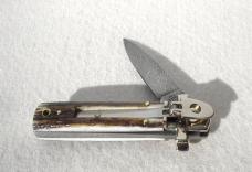 NEW AGA CAMPOLIN GENUINE STAG WITH DAMASCUS BLADE MINI DOMINUS 15cm - 6" LEVER LOCK